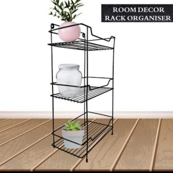 3 Sqaure Shape Tier Multipurpose Organizer for Kitchen & Bathroom (With screw hooks)