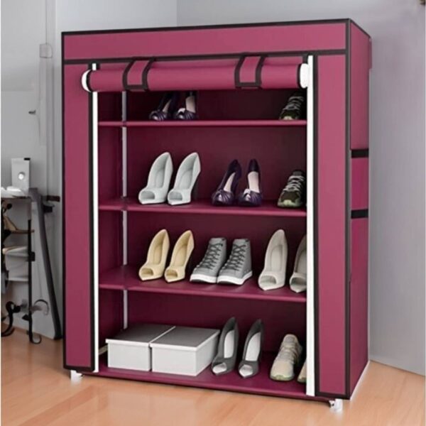 3 Layer Iron Rods Dustproof Non-Woven Clothes & Shoes Rack